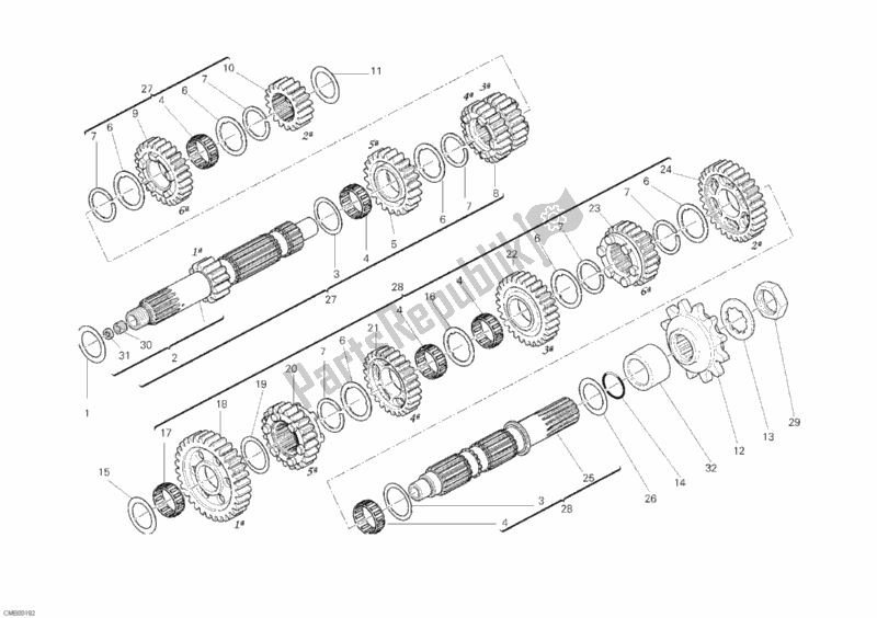 Alle onderdelen voor de Versnellingsbak van de Ducati Monster 1100 S ABS USA 2010